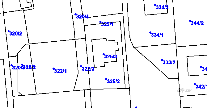 Parcela st. 325/3 v KÚ Lysůvky, Katastrální mapa