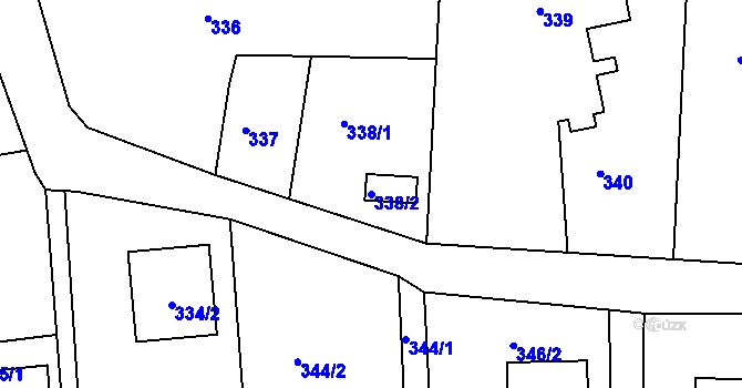 Parcela st. 338/2 v KÚ Lysůvky, Katastrální mapa