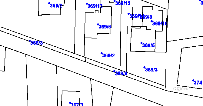 Parcela st. 369/2 v KÚ Lysůvky, Katastrální mapa