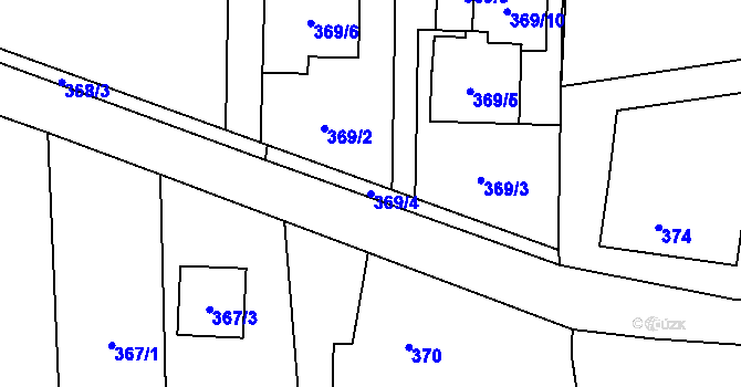 Parcela st. 369/4 v KÚ Lysůvky, Katastrální mapa