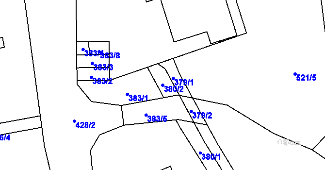 Parcela st. 380/2 v KÚ Lysůvky, Katastrální mapa