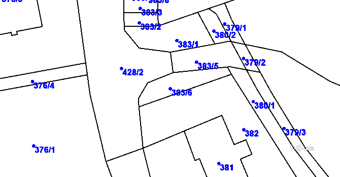 Parcela st. 383/6 v KÚ Lysůvky, Katastrální mapa