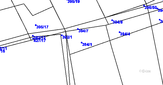 Parcela st. 394/1 v KÚ Lysůvky, Katastrální mapa