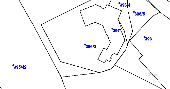 Parcela st. 396/3 v KÚ Lysůvky, Katastrální mapa