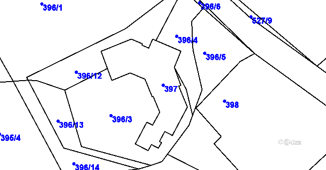 Parcela st. 397 v KÚ Lysůvky, Katastrální mapa