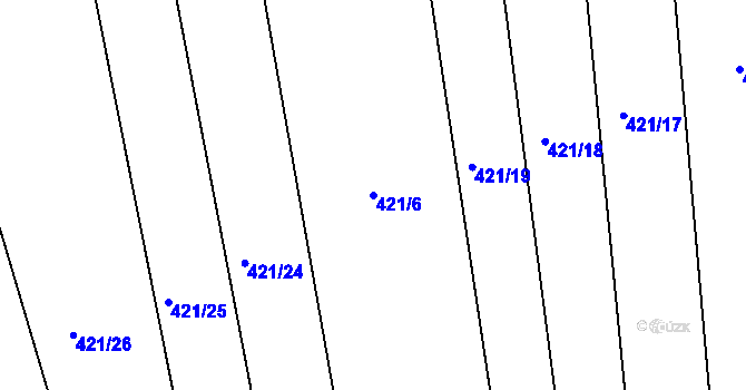 Parcela st. 421/6 v KÚ Lysůvky, Katastrální mapa