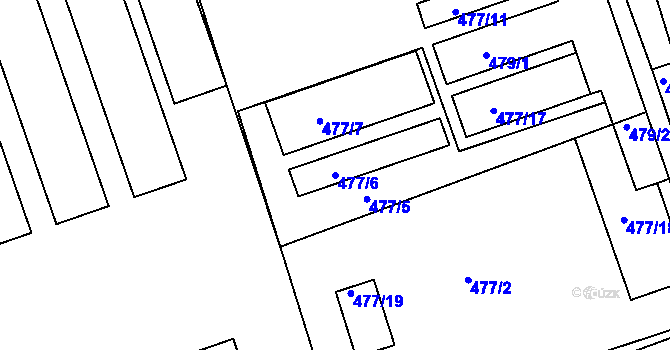 Parcela st. 477/6 v KÚ Lysůvky, Katastrální mapa