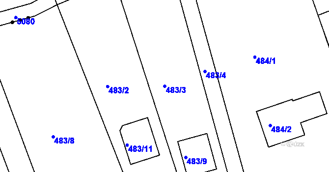 Parcela st. 483/3 v KÚ Lysůvky, Katastrální mapa