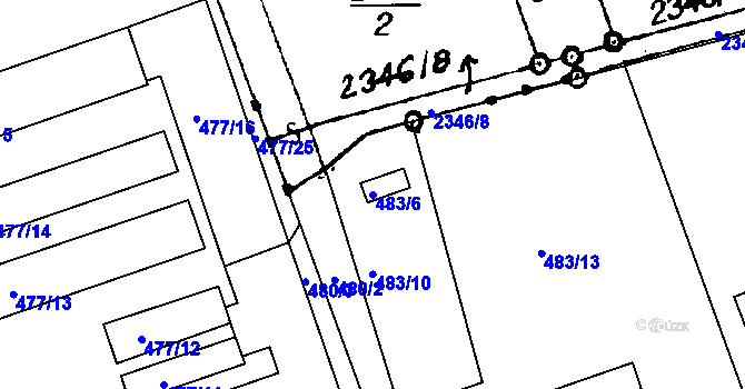 Parcela st. 483/6 v KÚ Lysůvky, Katastrální mapa