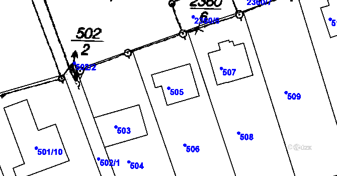Parcela st. 505 v KÚ Lysůvky, Katastrální mapa