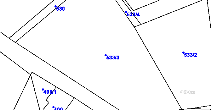 Parcela st. 533/3 v KÚ Lysůvky, Katastrální mapa