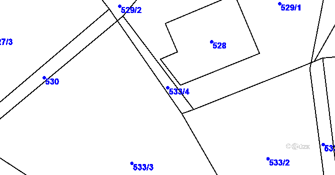 Parcela st. 533/4 v KÚ Lysůvky, Katastrální mapa