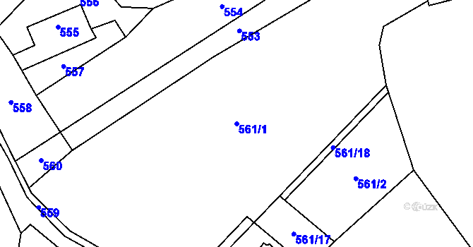 Parcela st. 561/1 v KÚ Lysůvky, Katastrální mapa