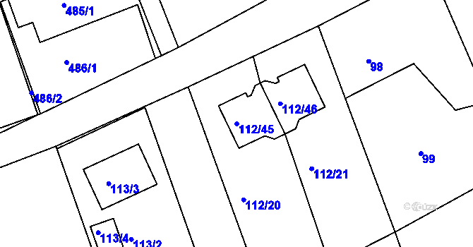 Parcela st. 112/45 v KÚ Lysůvky, Katastrální mapa