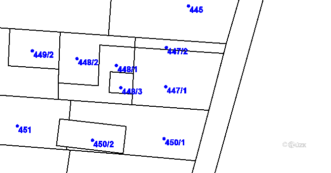 Parcela st. 447/1 v KÚ Lysůvky, Katastrální mapa