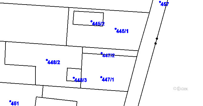 Parcela st. 447/2 v KÚ Lysůvky, Katastrální mapa