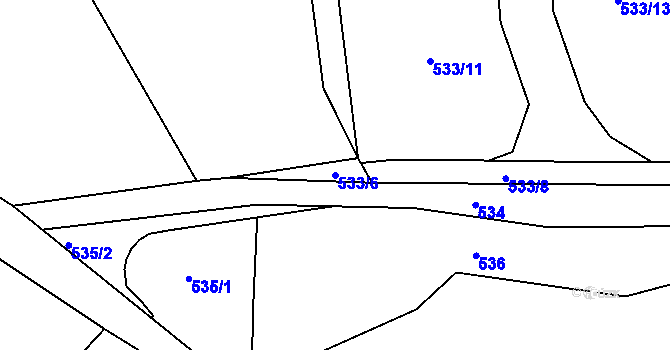 Parcela st. 533/6 v KÚ Lysůvky, Katastrální mapa