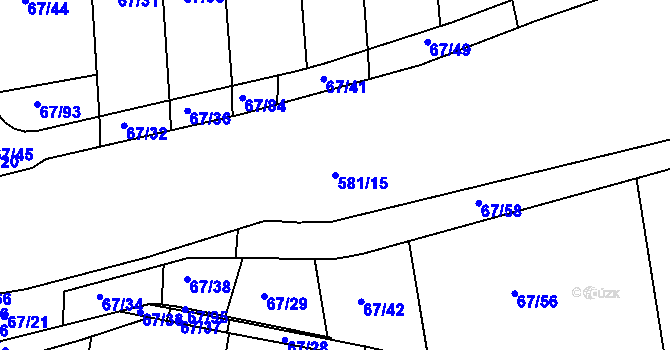 Parcela st. 581/15 v KÚ Lysůvky, Katastrální mapa
