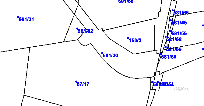 Parcela st. 581/30 v KÚ Lysůvky, Katastrální mapa