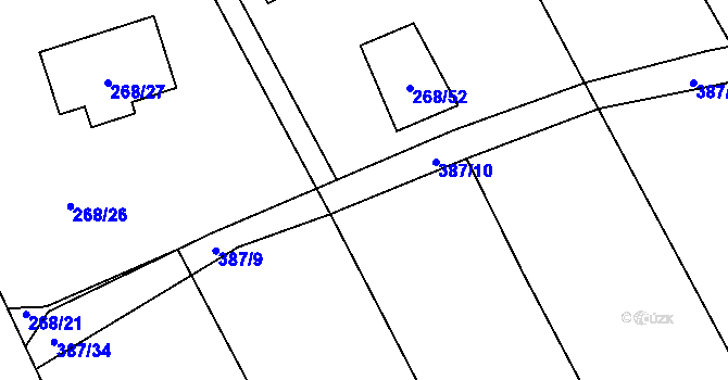 Parcela st. 387/8 v KÚ Lysůvky, Katastrální mapa