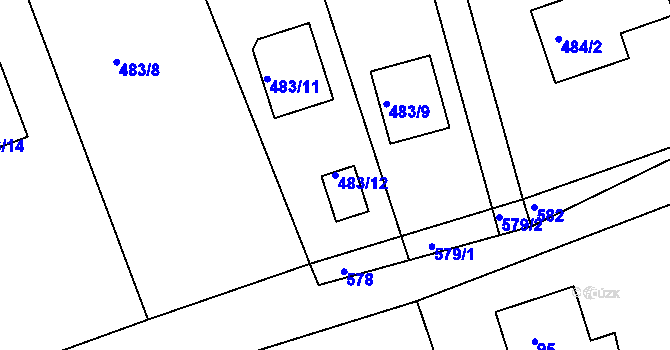 Parcela st. 483/12 v KÚ Lysůvky, Katastrální mapa
