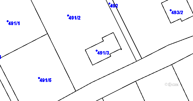 Parcela st. 491/3 v KÚ Lysůvky, Katastrální mapa