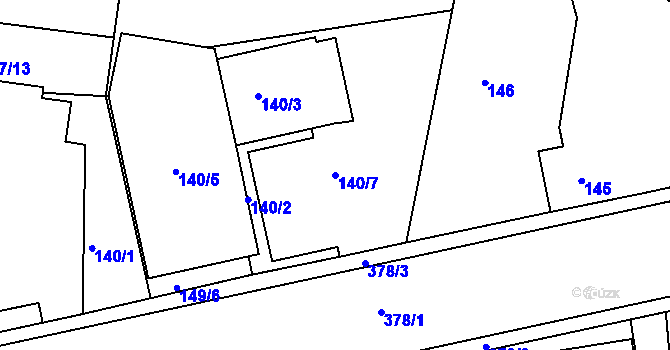 Parcela st. 140/7 v KÚ Lysůvky, Katastrální mapa