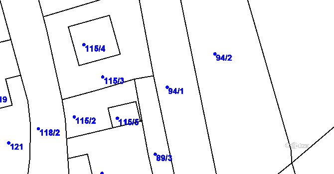 Parcela st. 94/1 v KÚ Lysůvky, Katastrální mapa