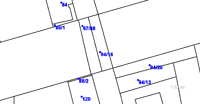 Parcela st. 94/16 v KÚ Lysůvky, Katastrální mapa
