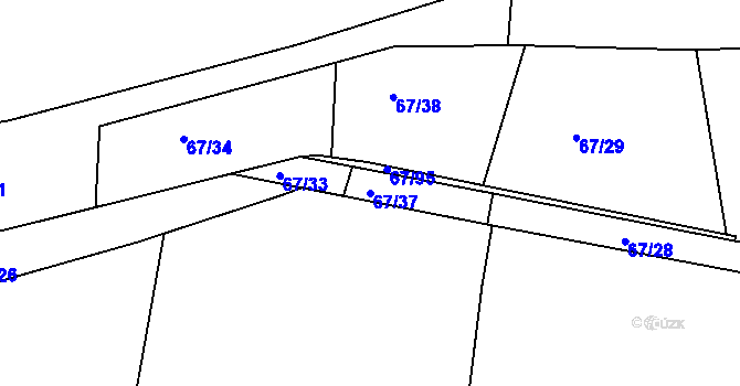 Parcela st. 67/37 v KÚ Lysůvky, Katastrální mapa