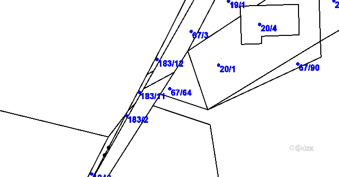Parcela st. 67/64 v KÚ Lysůvky, Katastrální mapa
