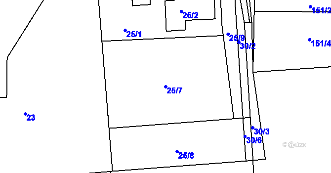 Parcela st. 25/7 v KÚ Lysůvky, Katastrální mapa