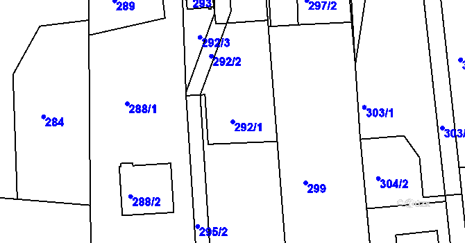 Parcela st. 292/1 v KÚ Lysůvky, Katastrální mapa