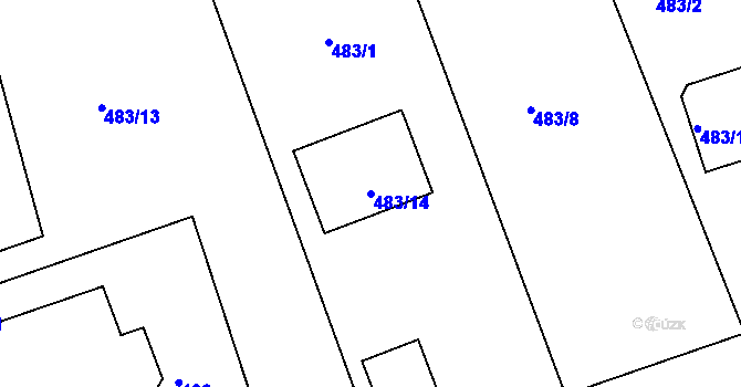 Parcela st. 483/14 v KÚ Lysůvky, Katastrální mapa