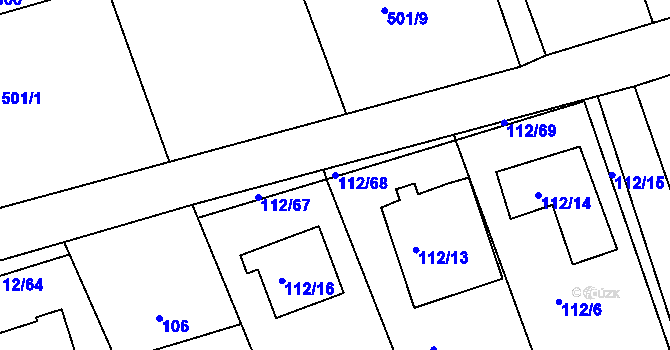 Parcela st. 112/68 v KÚ Lysůvky, Katastrální mapa
