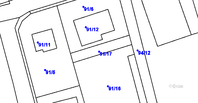 Parcela st. 91/17 v KÚ Lysůvky, Katastrální mapa
