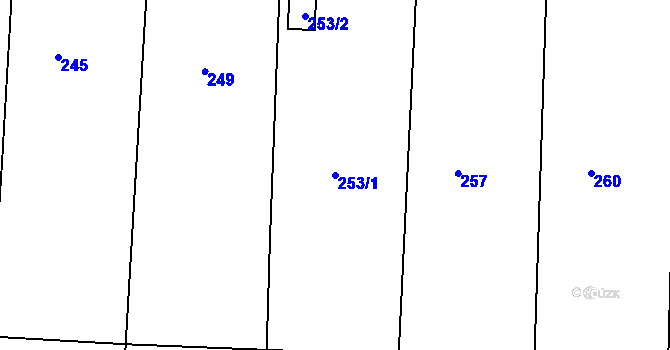 Parcela st. 253/1 v KÚ Lysůvky, Katastrální mapa
