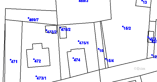 Parcela st. 475/1 v KÚ Lysůvky, Katastrální mapa