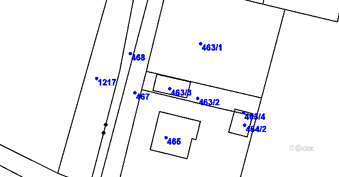Parcela st. 463/3 v KÚ Lysůvky, Katastrální mapa