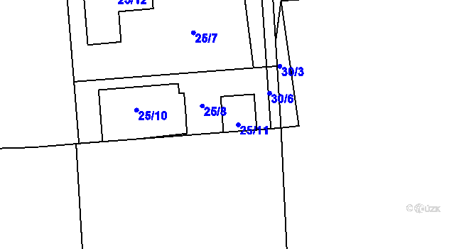 Parcela st. 25/11 v KÚ Lysůvky, Katastrální mapa
