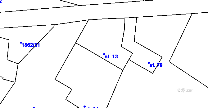 Parcela st. 13 v KÚ Lžín, Katastrální mapa