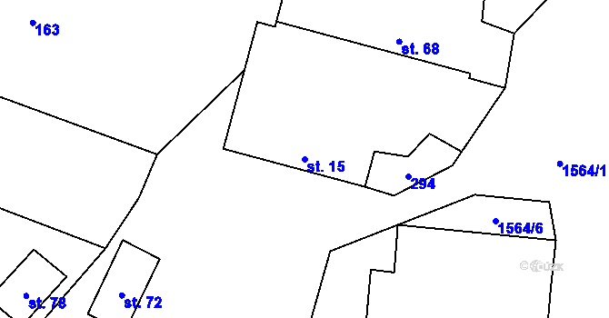 Parcela st. 15 v KÚ Lžín, Katastrální mapa