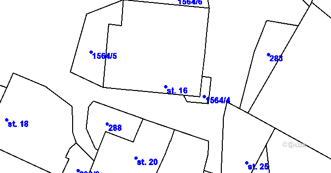Parcela st. 16 v KÚ Lžín, Katastrální mapa