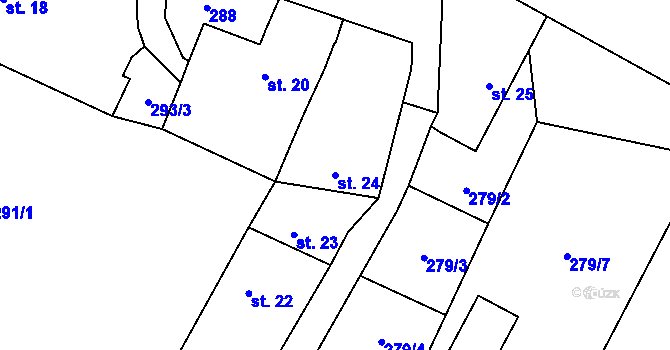 Parcela st. 24 v KÚ Lžín, Katastrální mapa