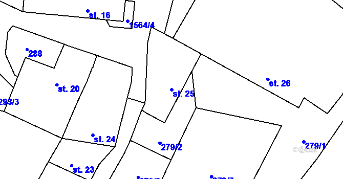 Parcela st. 25 v KÚ Lžín, Katastrální mapa