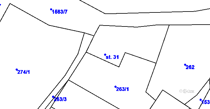 Parcela st. 31 v KÚ Lžín, Katastrální mapa