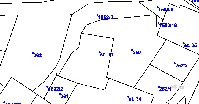 Parcela st. 33 v KÚ Lžín, Katastrální mapa