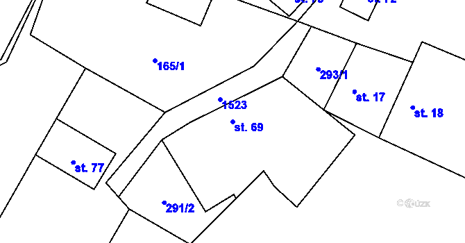 Parcela st. 69 v KÚ Lžín, Katastrální mapa