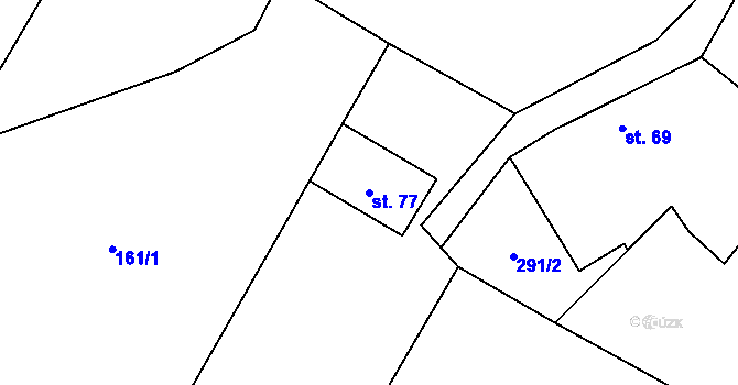 Parcela st. 77 v KÚ Lžín, Katastrální mapa