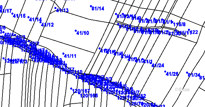 Parcela st. 41 v KÚ Lžín, Katastrální mapa